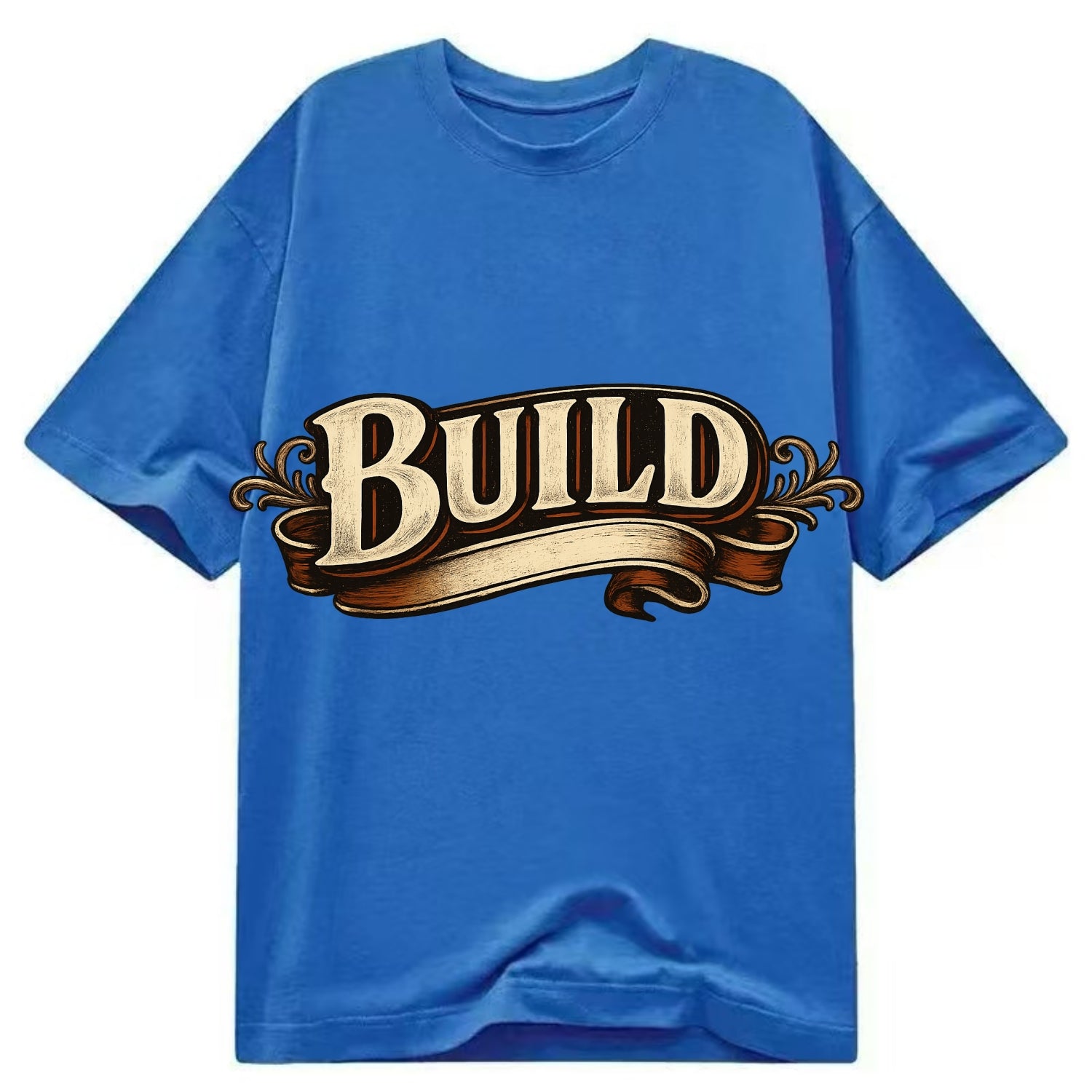 Bold typography design - "BUILD" - constructing, making real - Classic T-shirt - Blue