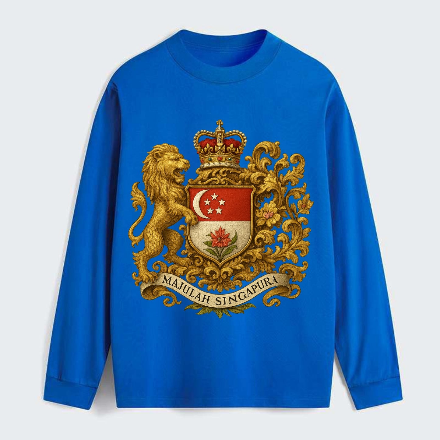 Singapore Merlion Emblem - Classic Long Sleeve Shirt - Blue