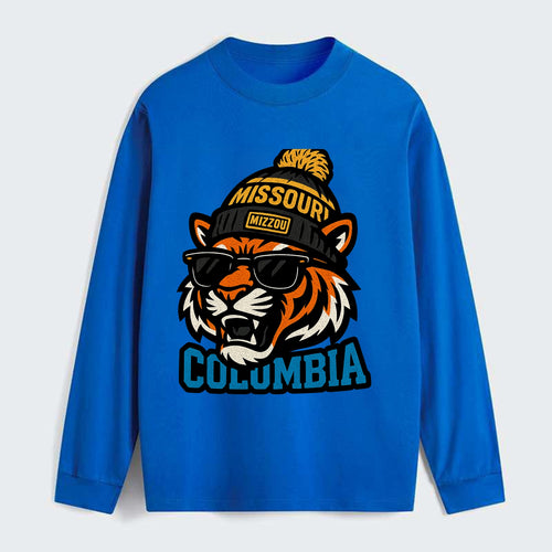 Columbia Tiger wearing Missouri beanie with Mizzou patch - Classic Long Sleeve Shirt