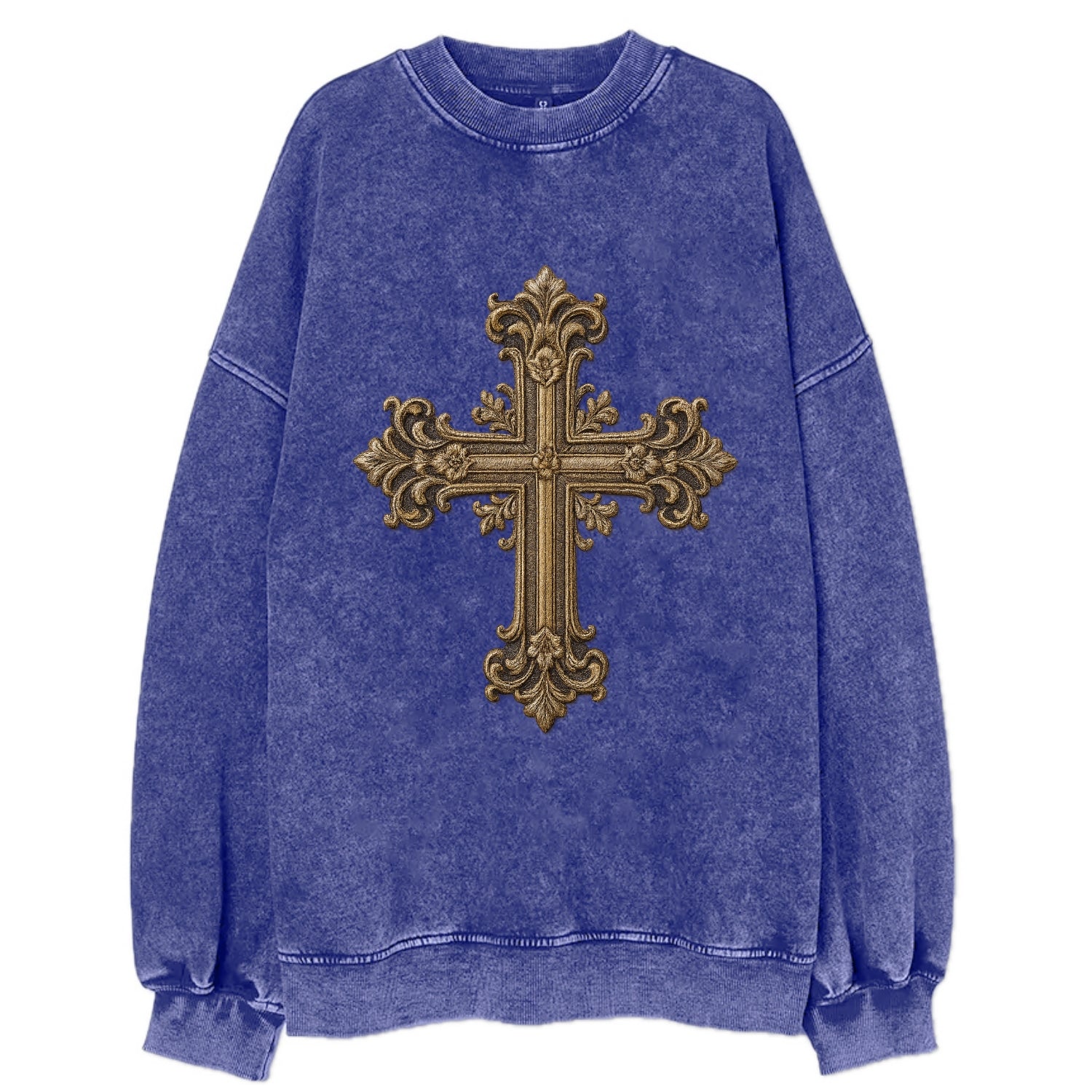 Victorian Cross  - Vintage Sweatshirt - Blue