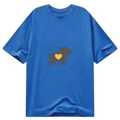 SMALL BUT BRAVE | Tiny piglet silhouette | Big heart within | Courage despite - Classic T-shirt - Blue