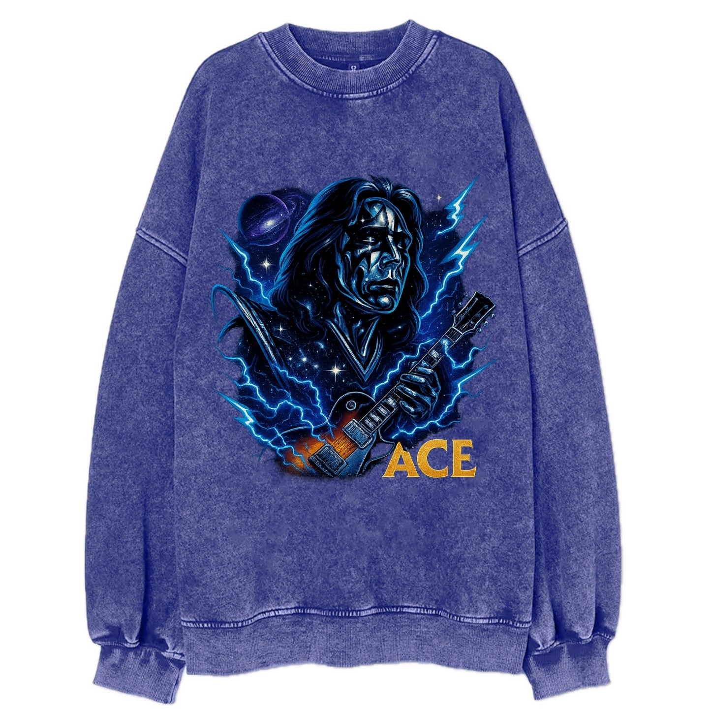 Cosmic Chrome Portrait - Vintage Sweatshirt - Blue