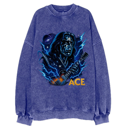 Cosmic Chrome Portrait - Vintage Sweatshirt - Blue