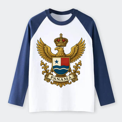 Panama Heritage Badge - Raglan Long Sleeve T-Shirt - Blue