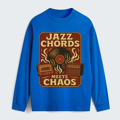 Jazz chords with hyperpop energy - "Jazz Meets Chaos" - unexpected - Classic Long Sleeve Shirt - Blue