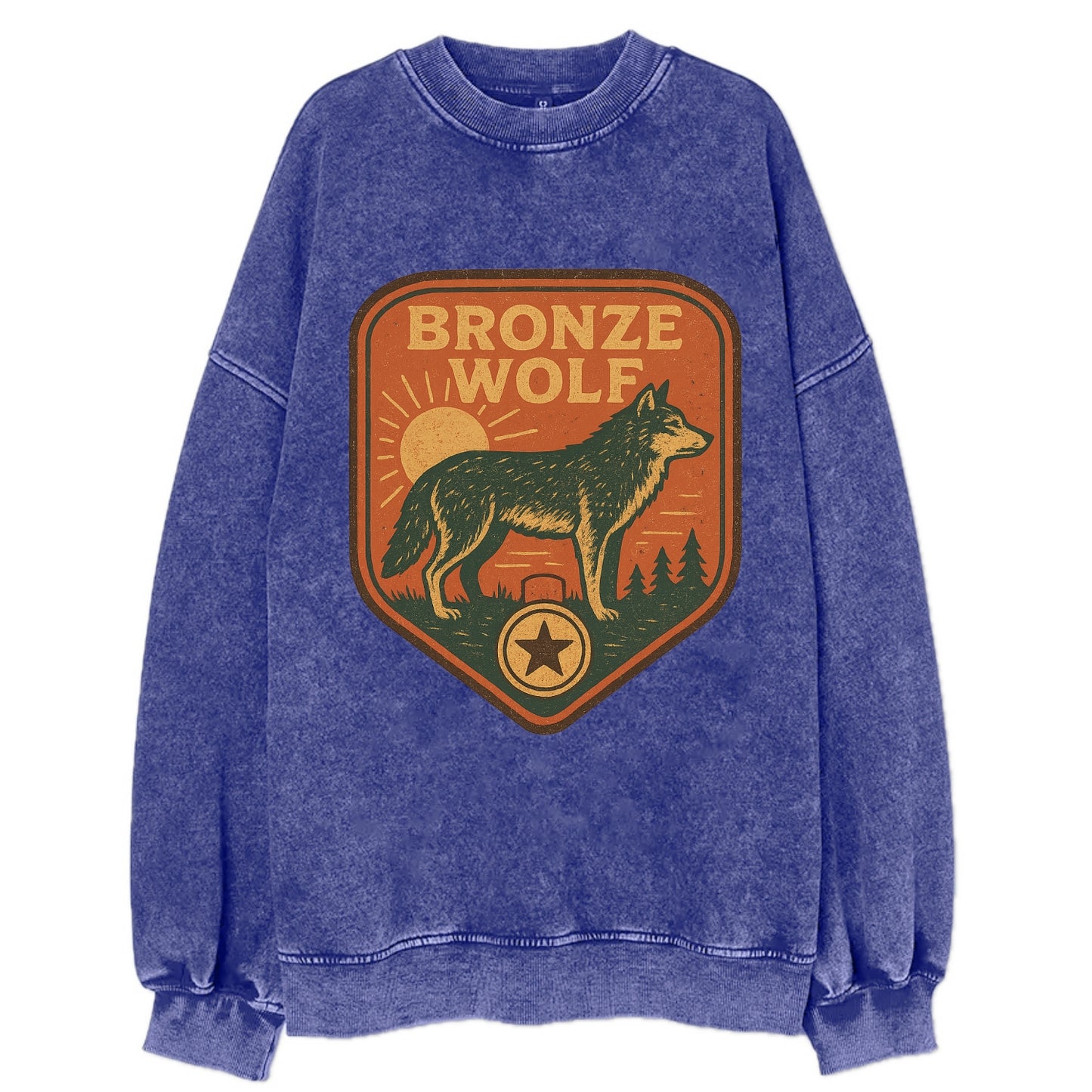 Bronze Wolf Medal  - Vintage Sweatshirt - Blue