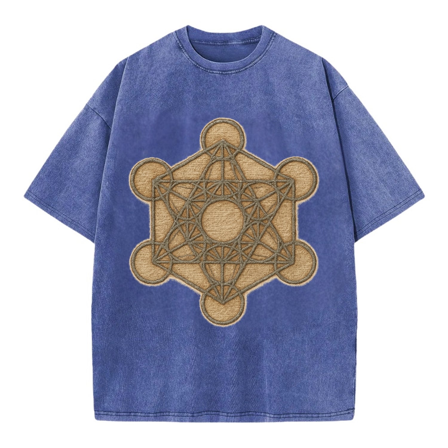 Metatron's Cube  - Vintage T-shirt - Blue