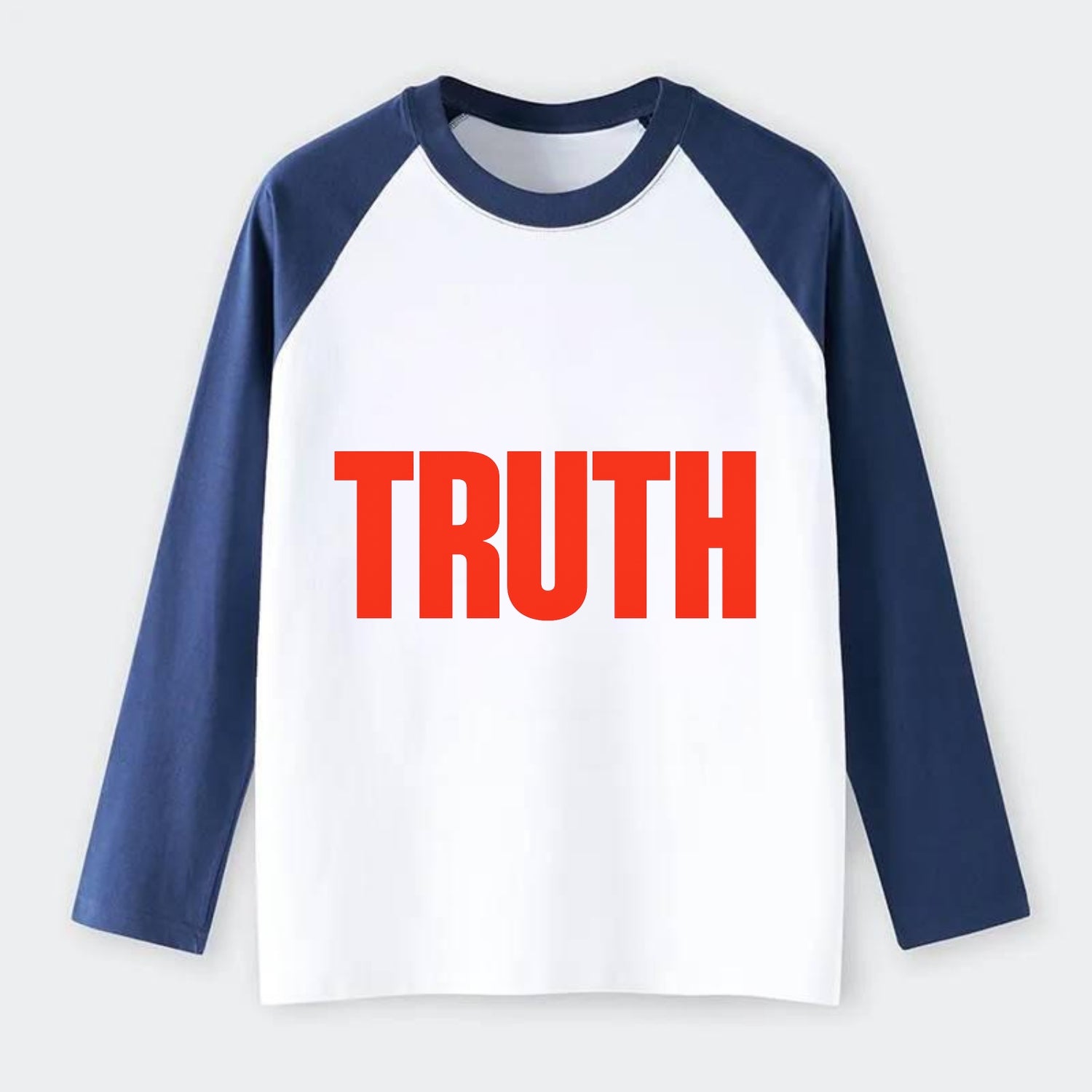 Bold typography design - "TRUTH" - honesty, reality - Raglan Long Sleeve T-Shirt - Blue