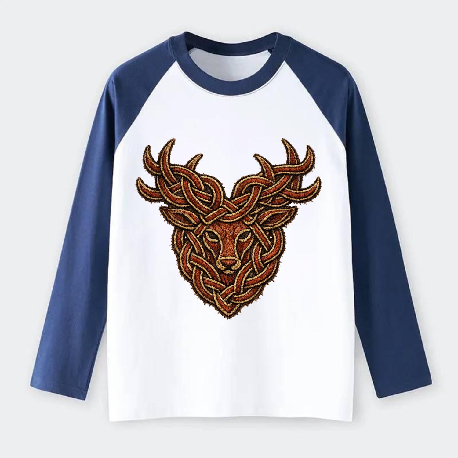 Stag Knot - Raglan Long Sleeve T-Shirt - Blue
