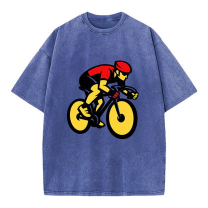 Speed Demon Cyclist - Vintage T-shirt - Blue