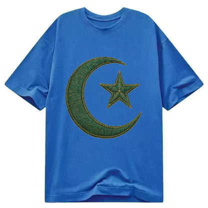 Crescent Moon and Star - Classic T-shirt - Blue