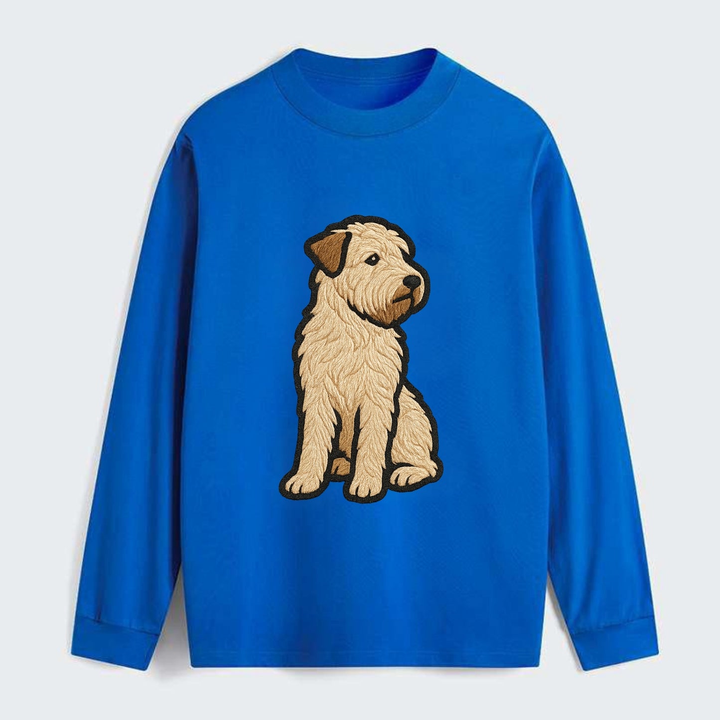 Soft Coated Wheaten Terrier - Light tan flowing coat embroidered pose - Classic Long Sleeve Shirt - Blue