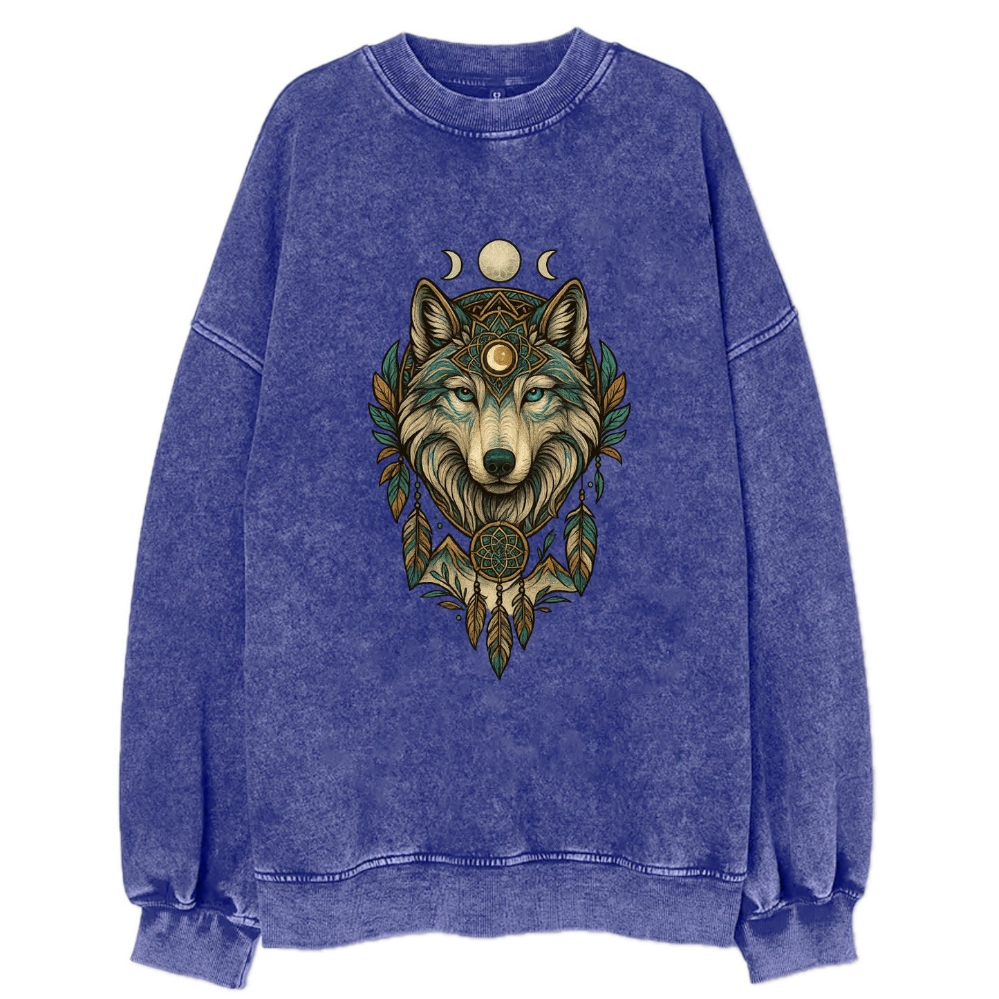 Pearl Wolf Shimmer  - Vintage Sweatshirt - Blue