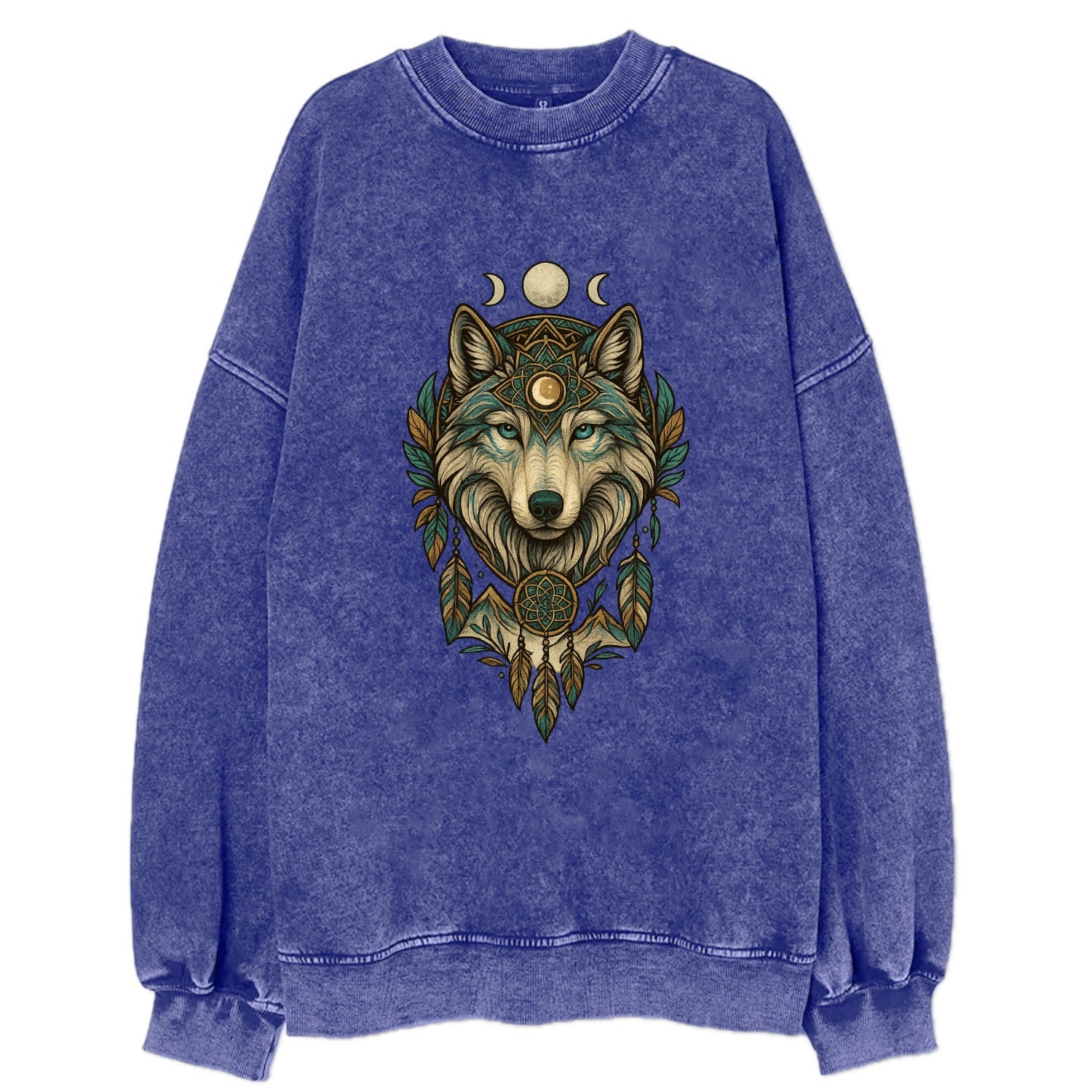 Pearl Wolf Shimmer  - Vintage Sweatshirt - Blue