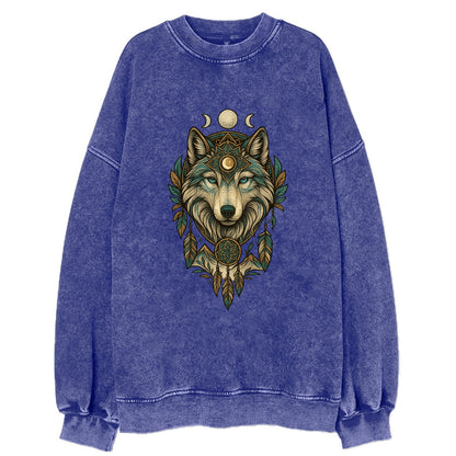 Pearl Wolf Shimmer  - Vintage Sweatshirt - Blue