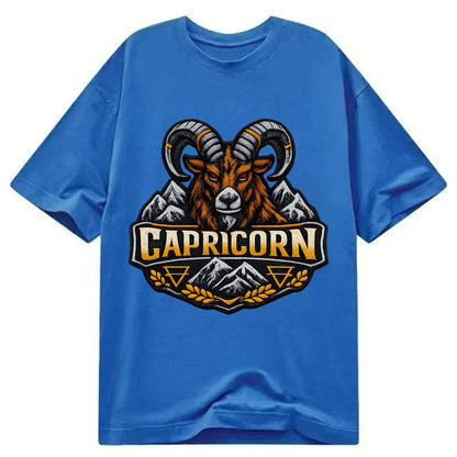 CAPRICORN GOAT - mountain goat in brown and gray , earth sign - Classic T-shirt - Blue