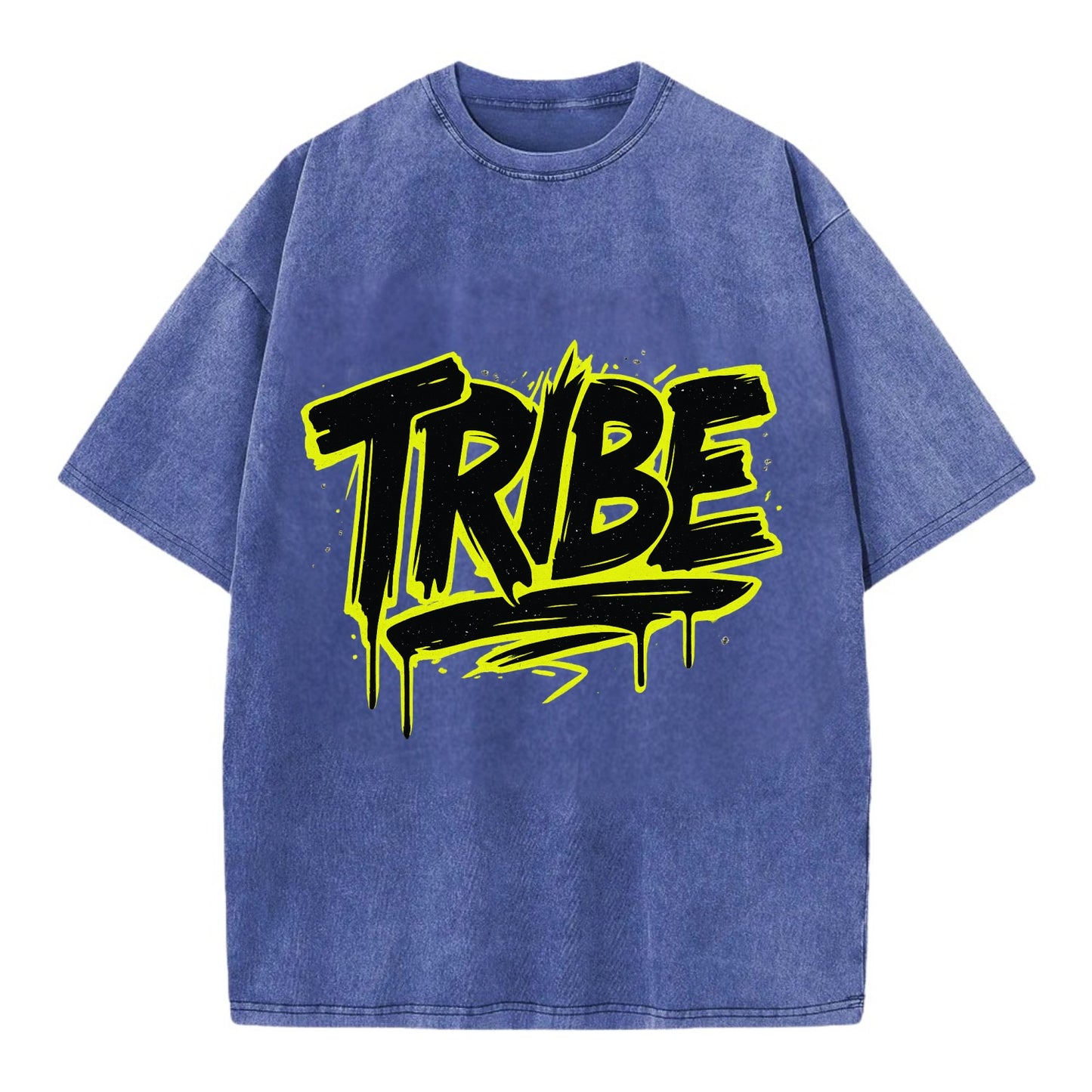 Bold typography design - "TRIBE" - your community, your group - Vintage T-shirt - Blue