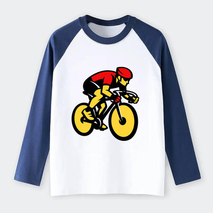 Speed Demon Cyclist - Raglan Long Sleeve T-Shirt - Blue