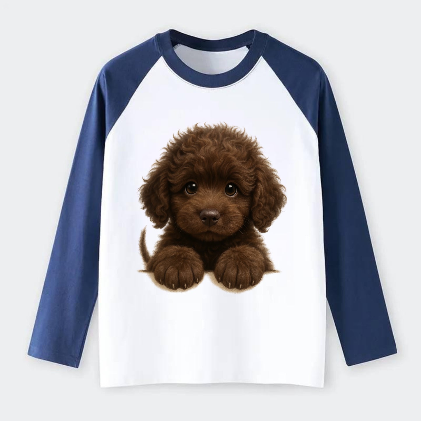 Irish Water Spaniel  - Raglan Long Sleeve T-Shirt - Blue
