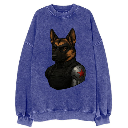 German Shepherd Winter Soldier  - Vintag - Vintage Sweatshirt - Blue
