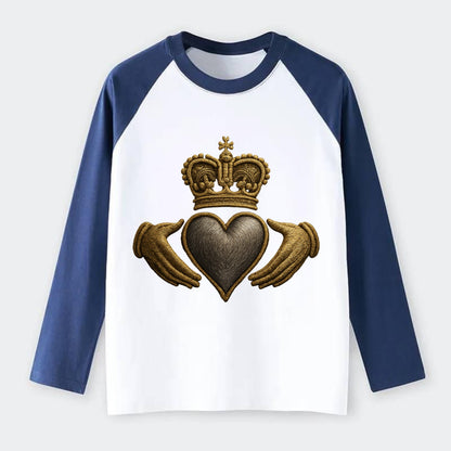 Claddagh Symbol  - Raglan Long Sleeve T-Shirt - Blue