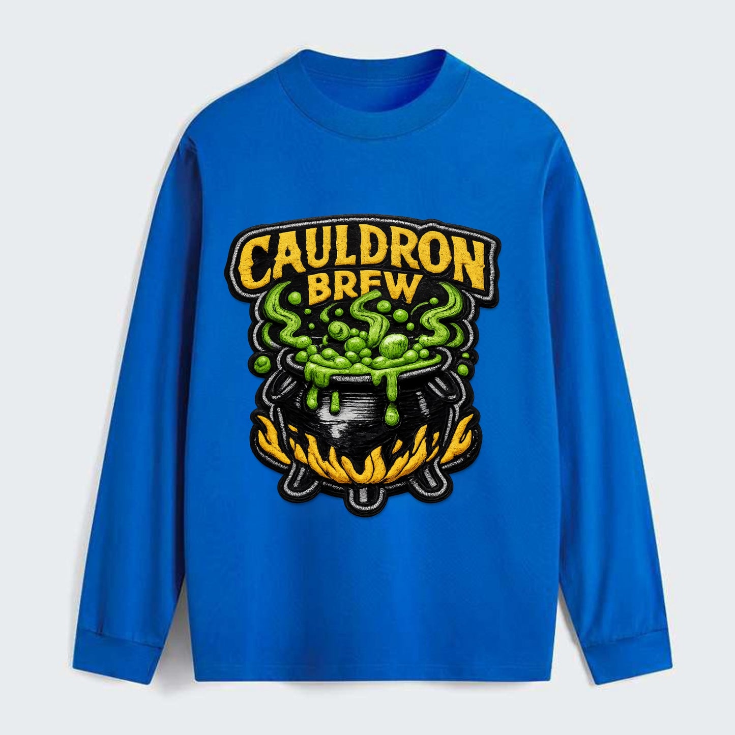 CAULDRON BREW - bubbling pot in black and green , witch craft - Classic Long Sleeve Shirt - Blue