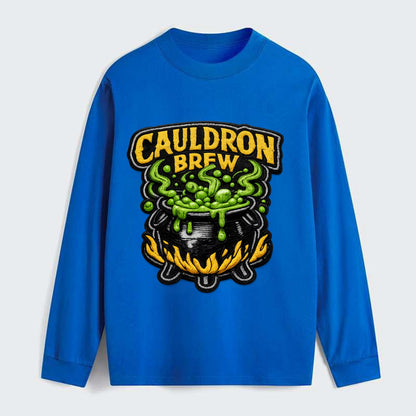 CAULDRON BREW - bubbling pot in black and green , witch craft - Classic Long Sleeve Shirt - Blue