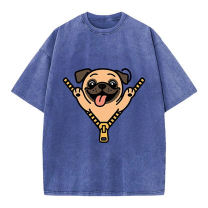Pug - Vintage T-shirt - Blue