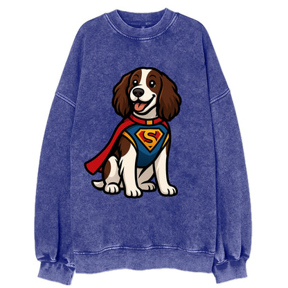 Springer Spaniel Friendly Hero  - Vintag Vintage Sweatshirt - Blue