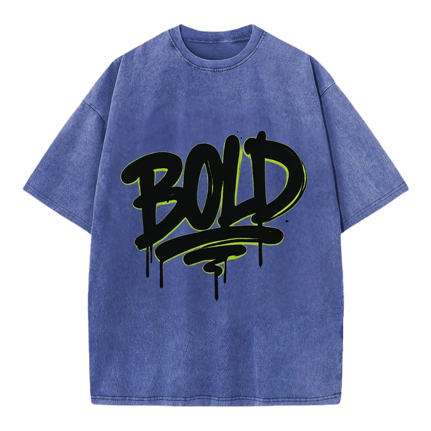 Bold typography design - "BOLD" - courageous, standing out - Vintage T-shirt - Blue