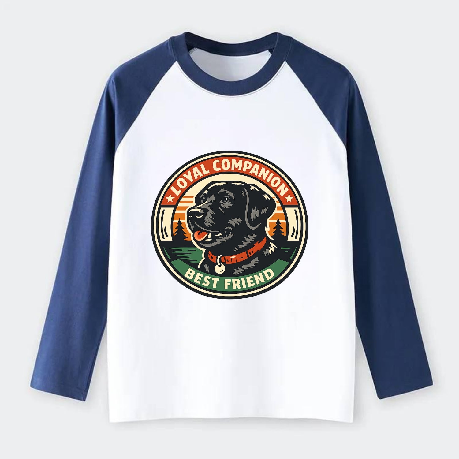 Noble Companion Emblem - Raglan Long Sleeve T-Shirt - Blue