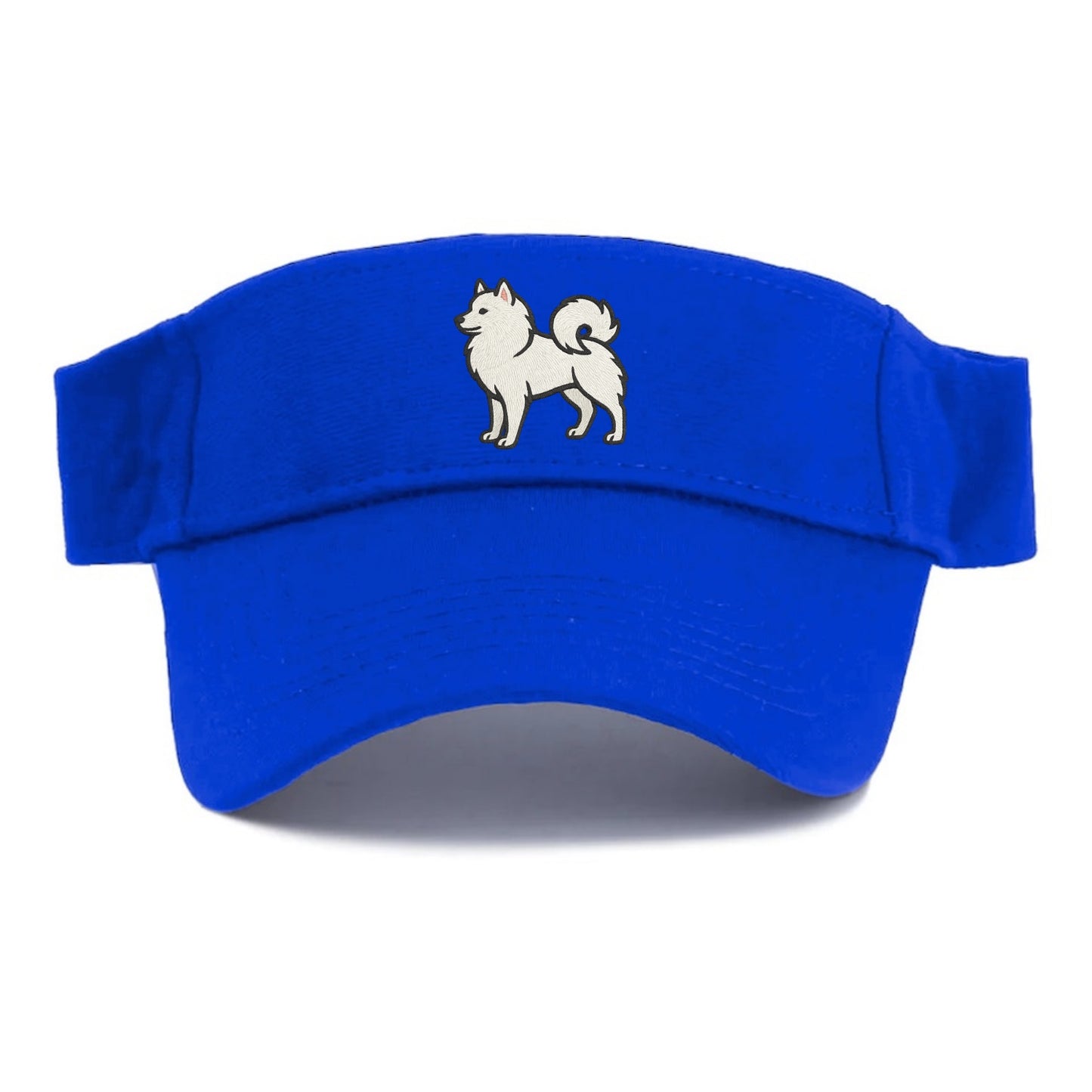 American Eskimo Dog - White spitz embroidered standing design - Visor - Blue