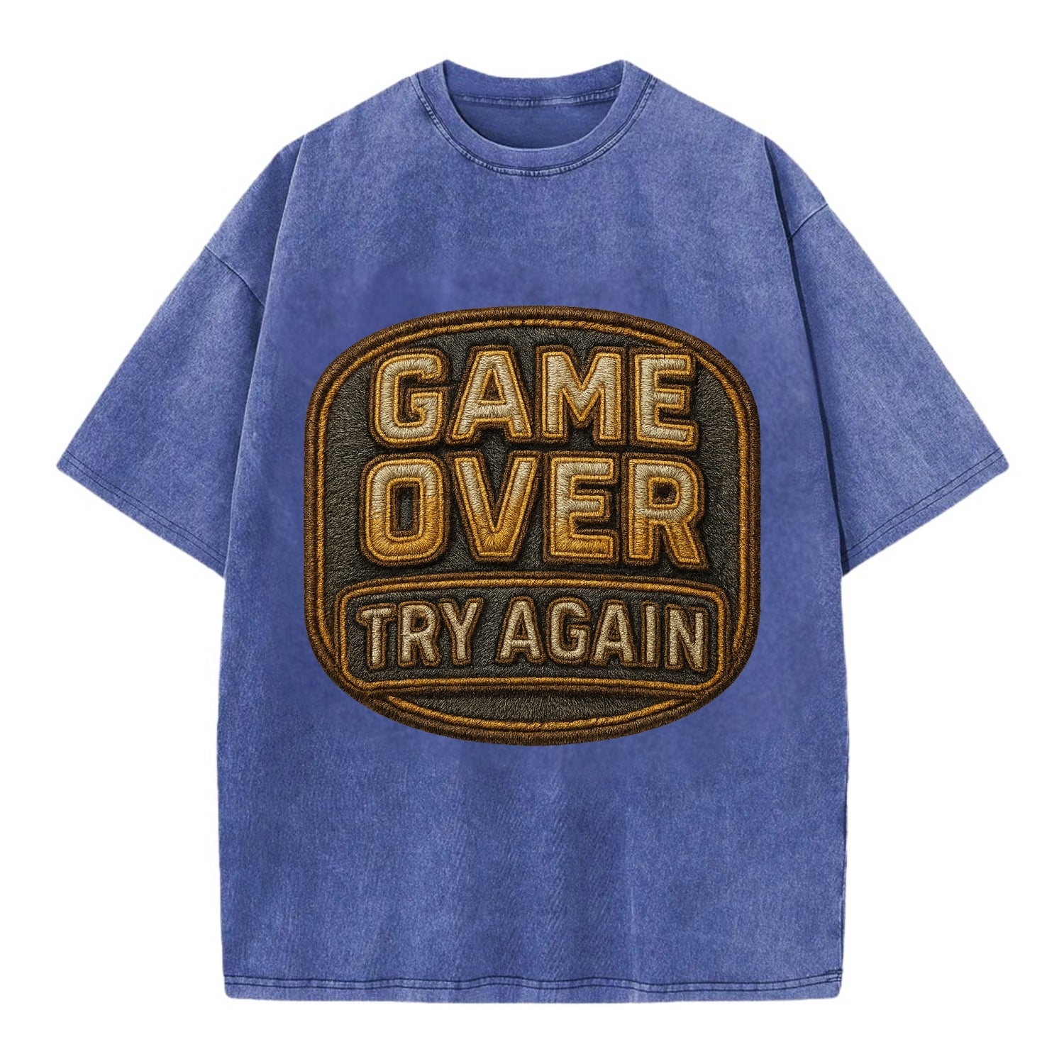 Game Over Try Again  - Vintage T-shirt - Blue