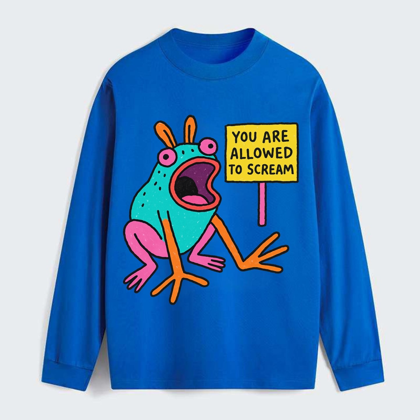 YOU ARE ALLOWED TO SCREAM | Open-mouthed frog - Classic Long Sleeve Shirt - Blue