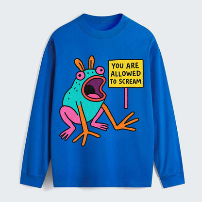 YOU ARE ALLOWED TO SCREAM | Open-mouthed frog - Classic Long Sleeve Shirt - Blue