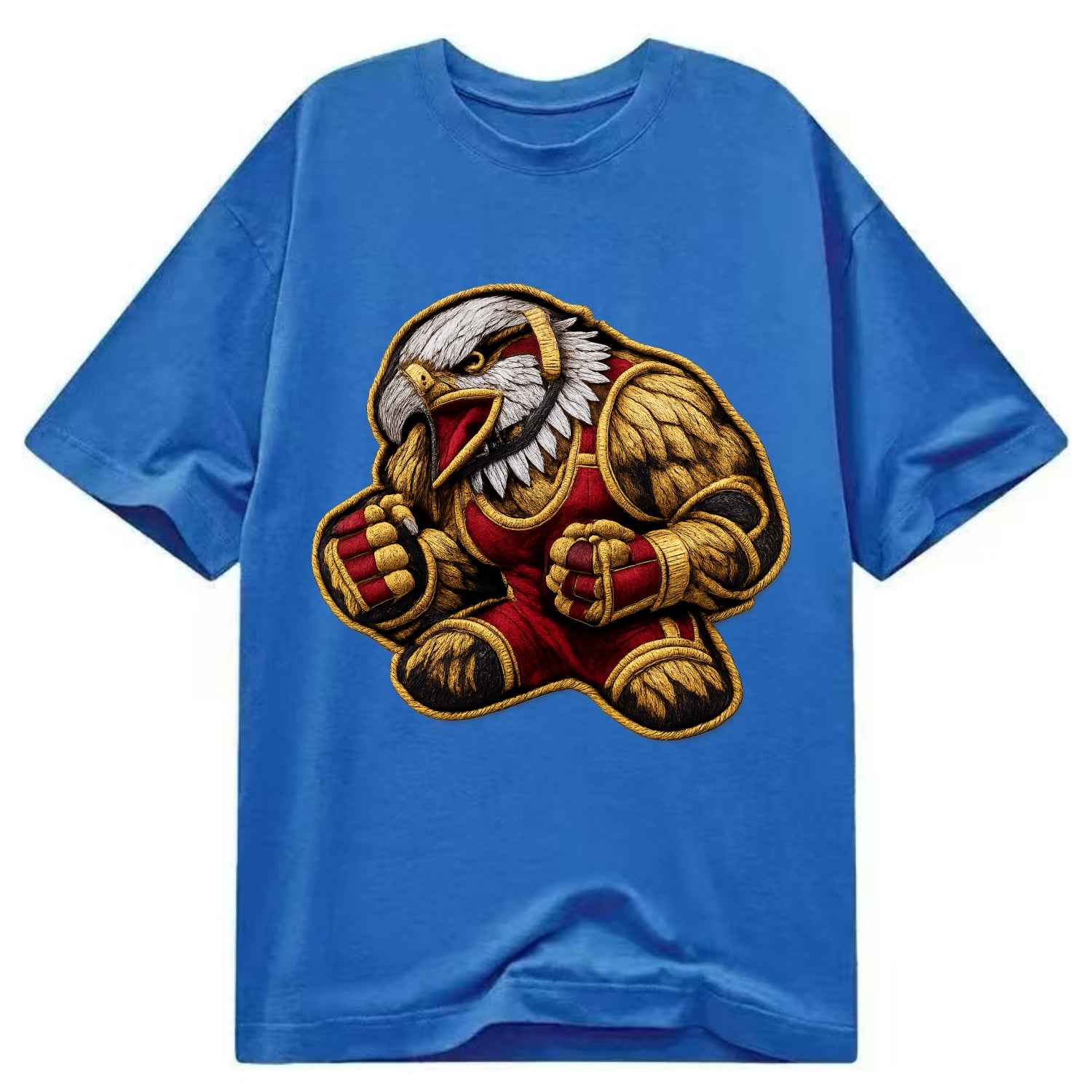 Embroidered patch design - WRESTLING EAGLE - fierce eagle with wrestling singlet - Classic T-shirt - Blue