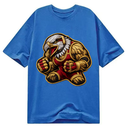 Embroidered patch design - WRESTLING EAGLE - fierce eagle with wrestling singlet - Classic T-shirt - Blue