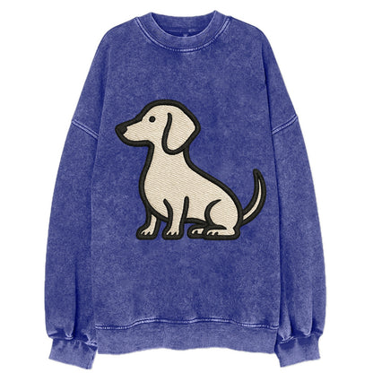 Dachshund - Long body profile view - Vin Vintage Sweatshirt - Blue