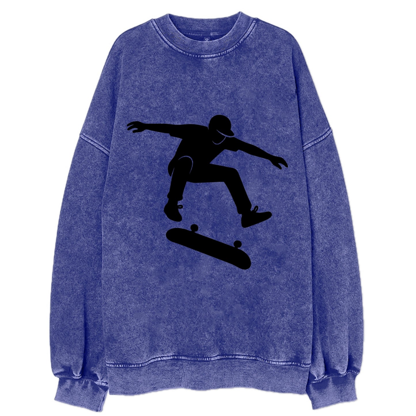 Skateboarder doing kickflip trick - Vintage Sweatshirt - Blue