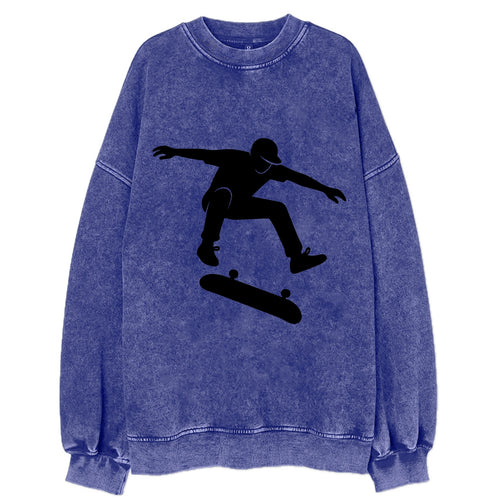 Skateboarder doing kickflip trick - Vintage Sweatshirt