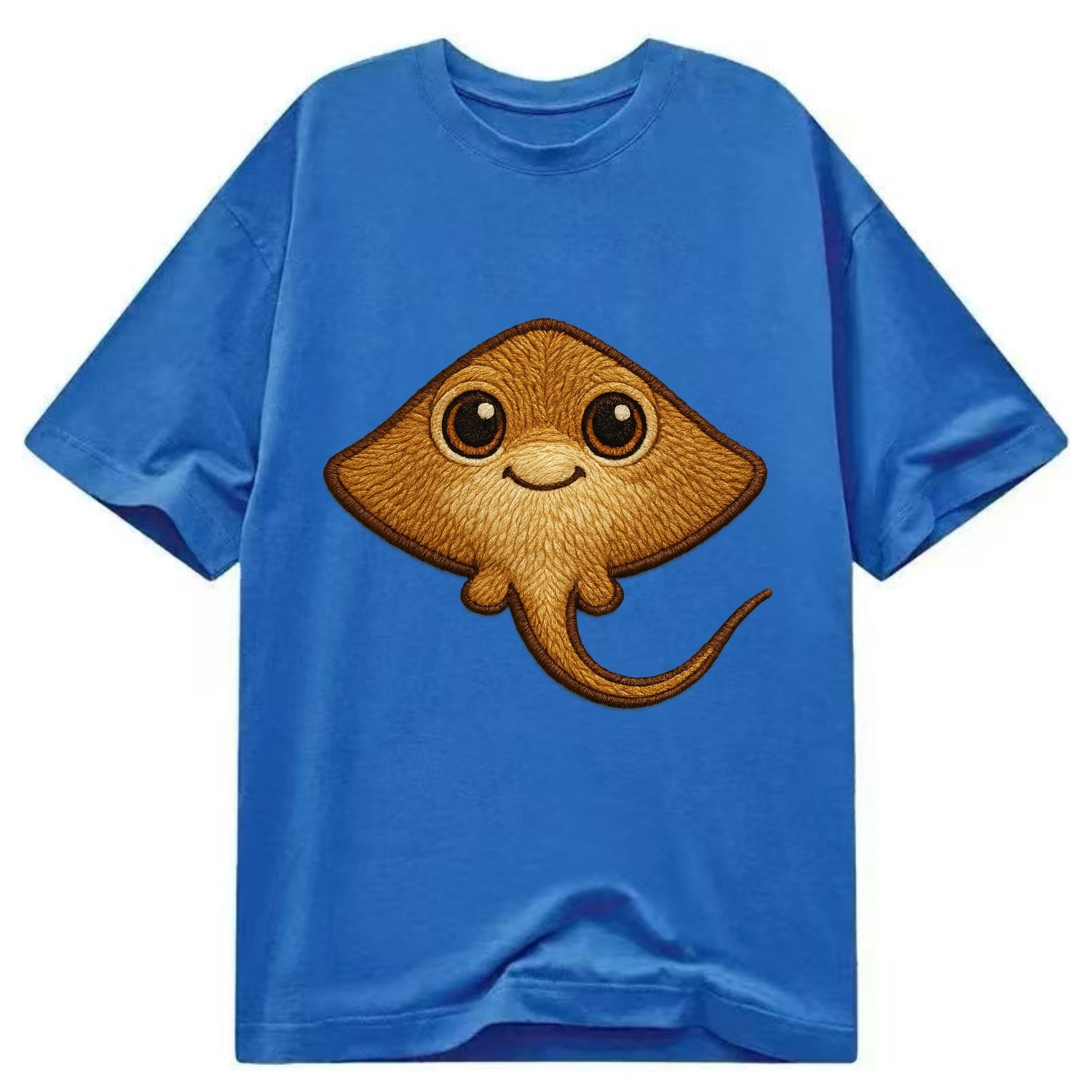 Baby Stingray - flat body, long tail, eyes on top, front-facing, friendly - Classic T-shirt - Blue