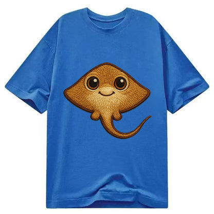Baby Stingray - flat body, long tail, eyes on top, front-facing, friendly - Classic T-shirt - Blue