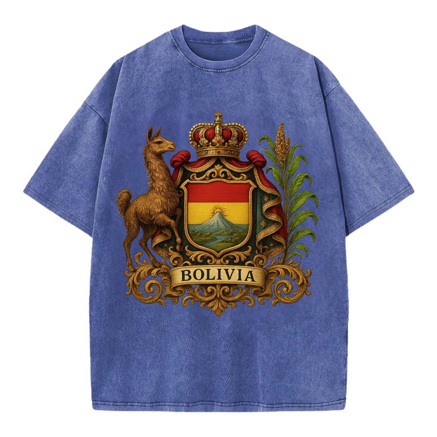 Bolivia Royal Logo  - Vintage T-shirt - Blue