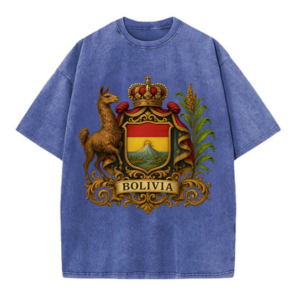 Bolivia Royal Logo  - Vintage T-shirt - Blue