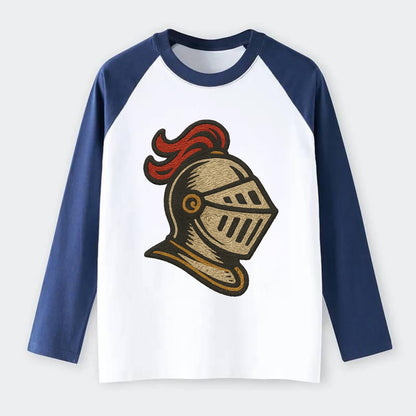 Knight Helmet  - Raglan Long Sleeve T-Shirt - Blue