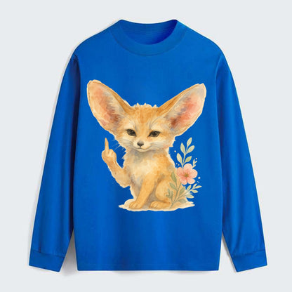 tiny fennec fox with oversized ears, one small paw raised in sass - Classic Long Sleeve Shirt - Blue