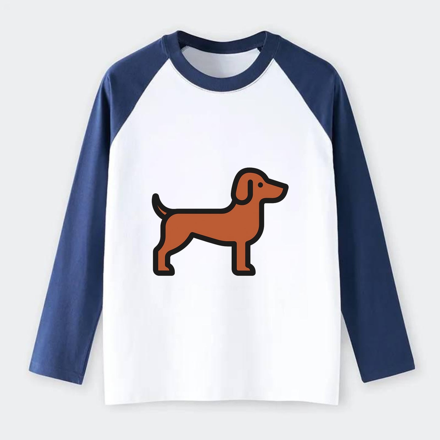 Vizsla - Rust colored flat side profile - Raglan Long Sleeve T-Shirt - Blue