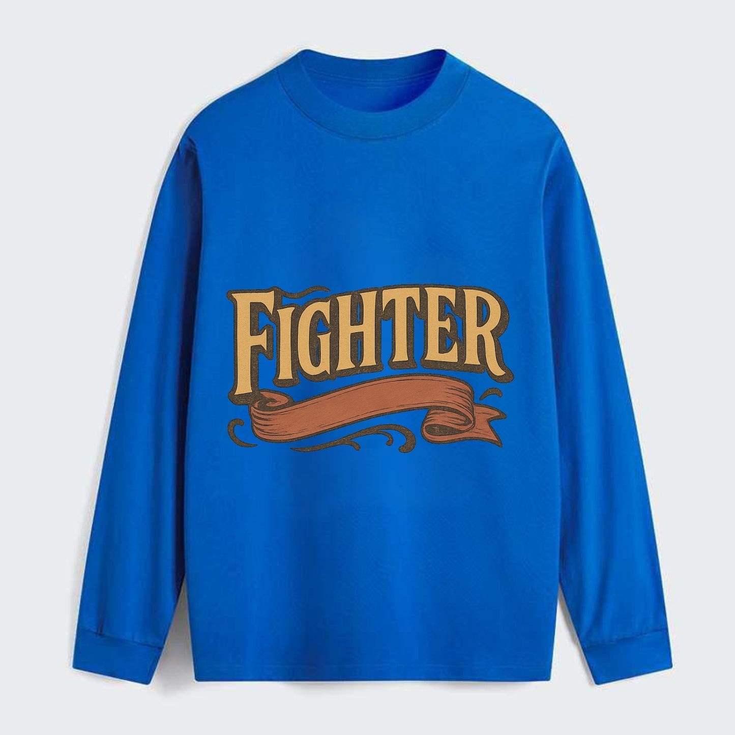 Bold typography design - "FIGHTER" - never giving up, battling on - Classic Long Sleeve Shirt - Blue