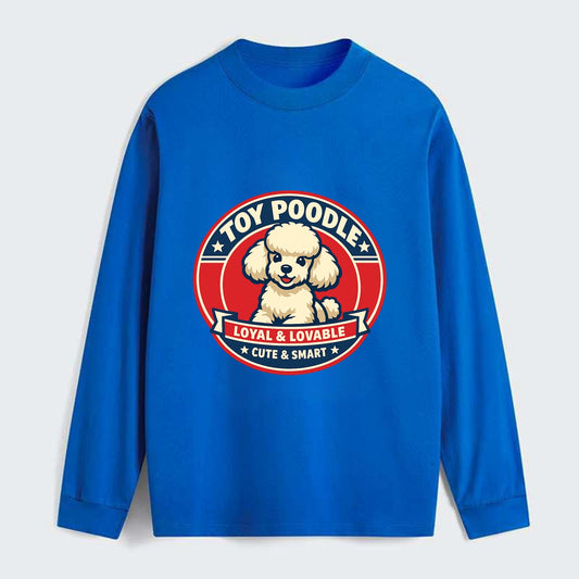 Elegant Poodle Emblem - Classic Long Sleeve Shirt - Blue