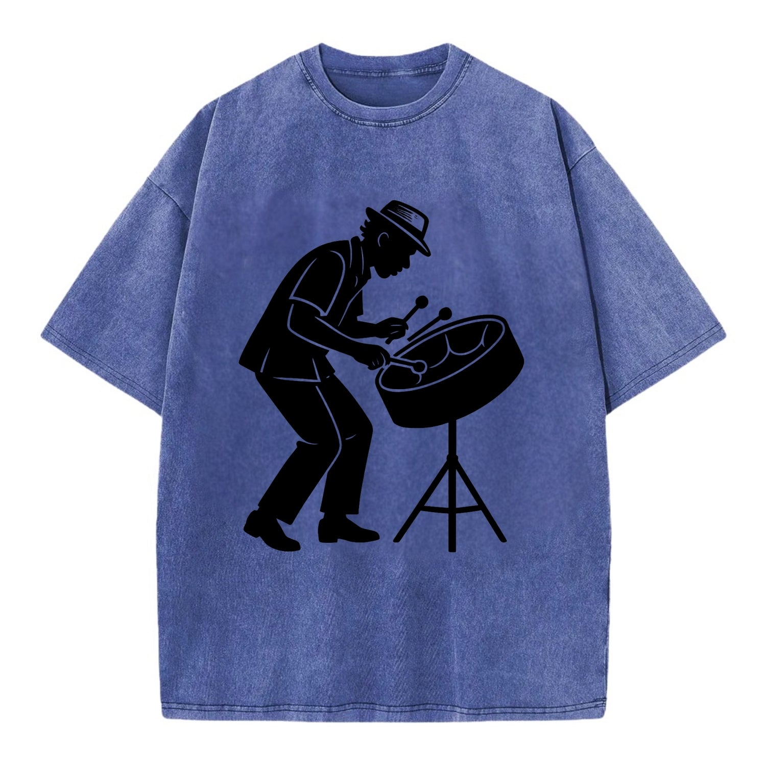Steel drum player Caribbean rhythm - Vintage T-shirt - Blue